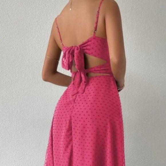 Swiss Dot Cami Maxi Dress PINK - Picture 10 of 10